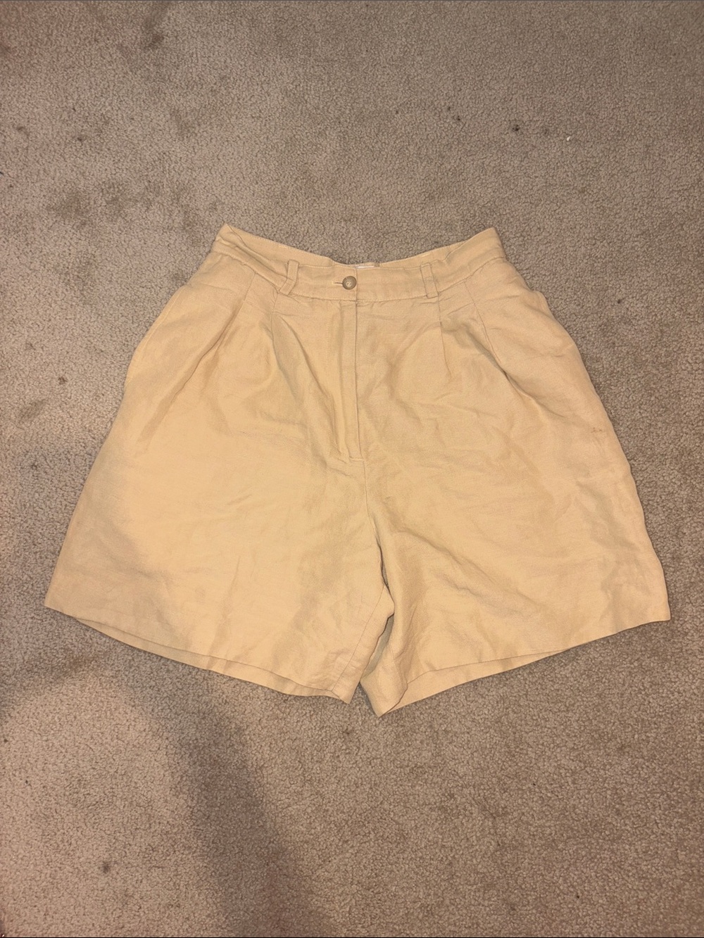 Casual Corner Tan Linen-Blend High Waist Shorts